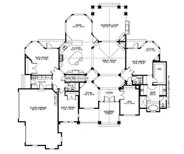 Craftsman Floor Plan - Main Floor Plan #132-208