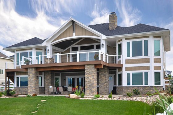 Exterior - Rear Elevation for Craftsman House Plan #1069-1 - 2 bed, 2.5 bath