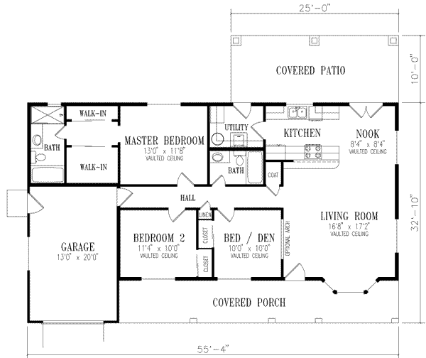 Home Plan - Adobe / Southwestern Floor Plan - Main Floor Plan #1-223