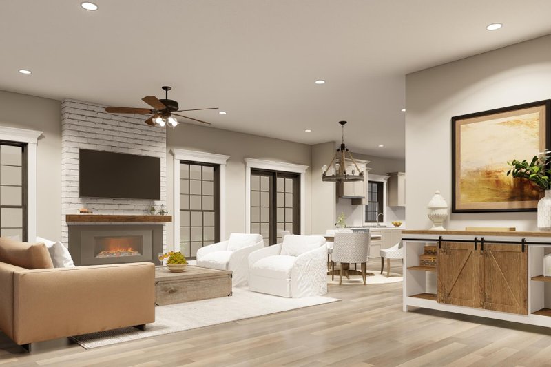 Architectural House Design - Interior - Family Room 1 for Farmhouse House Plan #923-67 - 3 bed, 3 bath