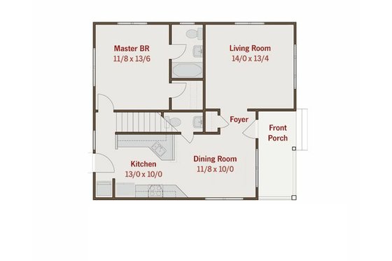 Floor Plan - Main Floor for Craftsman House Plan #461-17 - 3 bed, 2.5 bath
