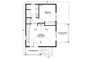 Floor Plan - Main Floor for Prairie House Plan #124-1357 - 1 bed, 1 bath
