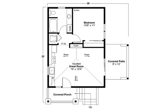 Floor Plan - Main Floor for Prairie House Plan #124-1357 - 1 bed, 1 bath