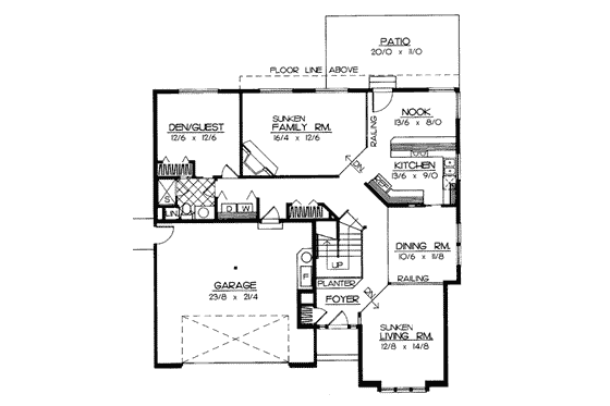 Floor Plan - Main Floor for Traditional House Plan #90-205 - 5 bed, 3 bath