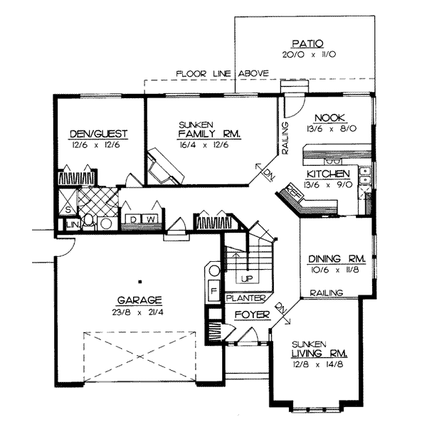 House Design - Traditional Floor Plan - Main Floor Plan #90-205