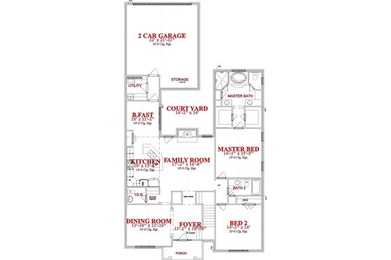 Floor Plan - Main Floor for European House Plan #63-220 - 4 bed, 3.5 bath