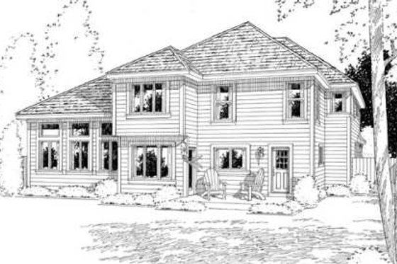 Exterior - Rear Elevation for European House Plan #312-540 - 4 bed, 2.5 bath