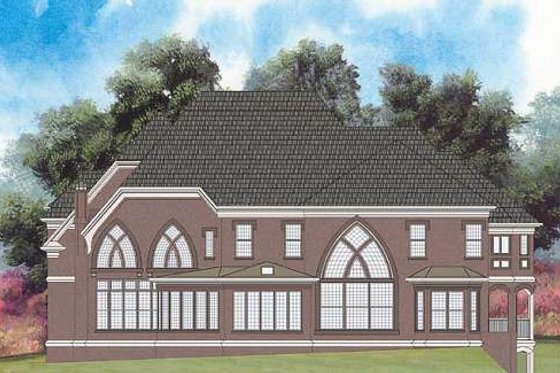 Exterior - Rear Elevation for European House Plan #119-204 - 5 bed, 4 bath