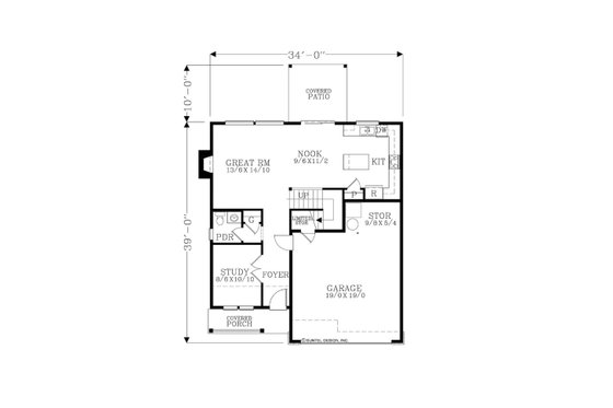 Floor Plan - Main Floor for Craftsman House Plan #53-706 - 5 bed, 2.5 bath