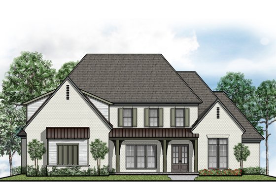 Exterior - Front Elevation 3 for European House Plan #1081-36 - 4 bed, 4.5 bath