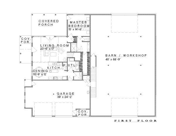 Barndominium Floor Plan - Main Floor Plan #935-28