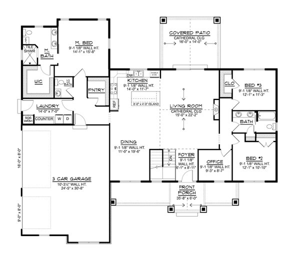 Home Plan - Floor Plan - Main Floor for Farmhouse House Plan #1064-470 - 3 bed, 2.5 bath
