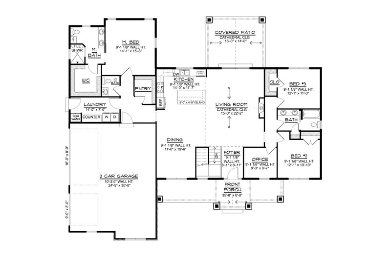 Home Plan - Floor Plan - Main Floor for Farmhouse House Plan #1064-470 - 3 bed, 2.5 bath