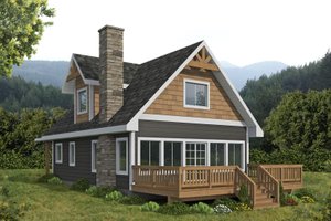 Cabin Exterior - Front Elevation Plan #117-1030