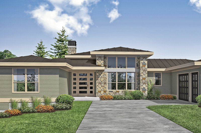 Dream House Plan - Contemporary Exterior - Front Elevation Plan #124-1171