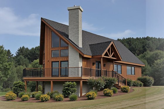 Exterior - Front Elevation 3 for Cabin House Plan #3-339 - 3 bed, 2 bath