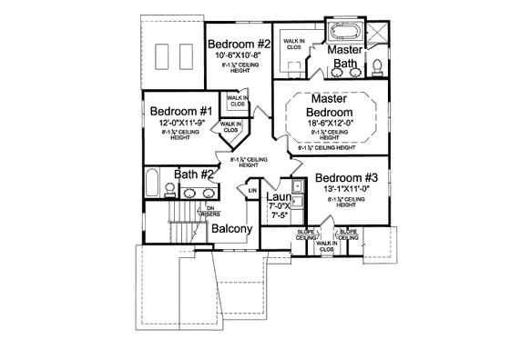 Floor Plan - Upper Floor for Cottage House Plan #46-505 - 4 bed, 2.5 bath