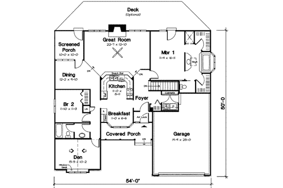Floor Plan - Main Floor for Traditional House Plan #312-517 - 3 bed, 2 bath