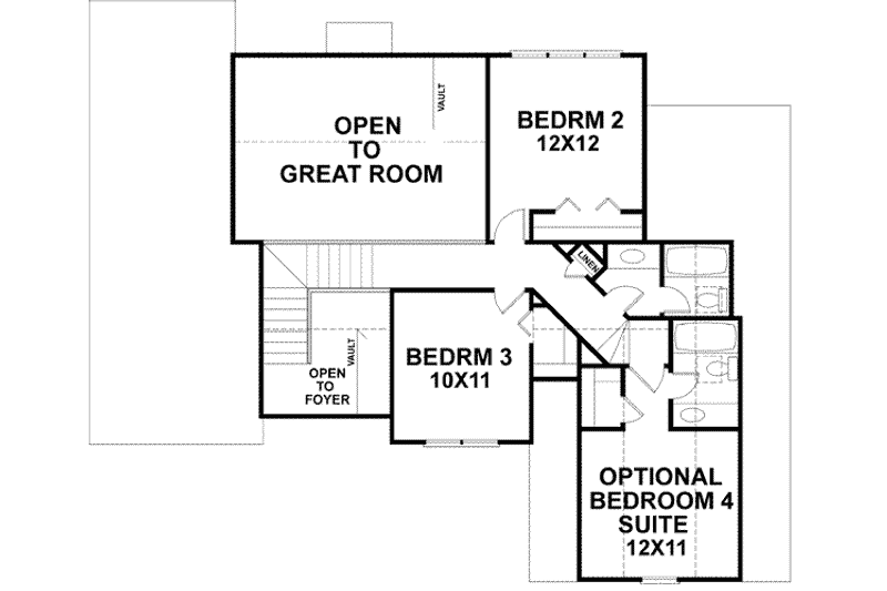 Home Plan - Floor Plan - Upper Floor for European House Plan #56-144 - 3 bed, 3.5 bath