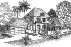 European Exterior - Front Elevation Plan #301-106