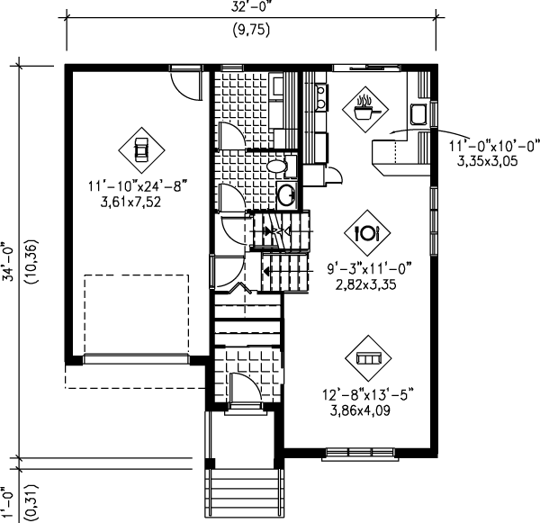 Architectural House Design - Traditional Floor Plan - Main Floor Plan #25-315