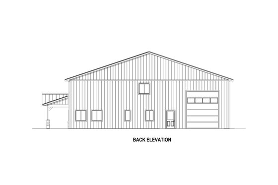 Exterior - Rear Elevation 1 for Barndominium House Plan #1084-10 - 3 bed, 2.5 bath