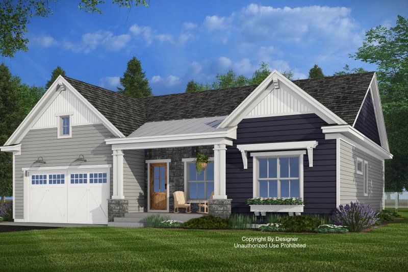 House Design - Exterior - Front Elevation 6 for Farmhouse House Plan #51-1557 - 2 bed, 2 bath