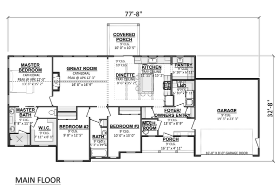 Floor Plan - Main Floor for Country House Plan #1089-74 - 3 bed, 2 bath
