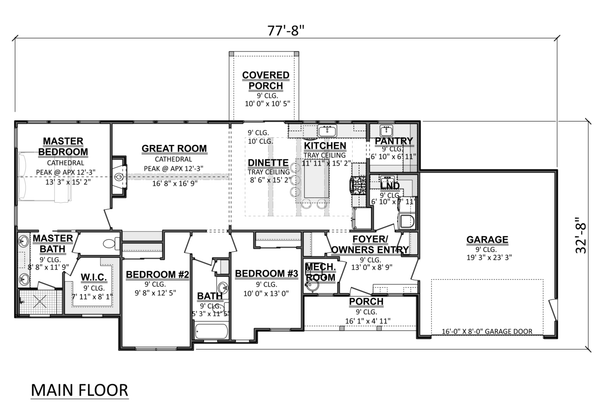 Floor Plan - Main Floor for Country House Plan #1089-74 - 3 bed, 2 bath