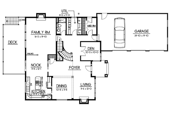 Floor Plan - Main Floor for Mediterranean House Plan #100-418 - 4 bed, 3 bath