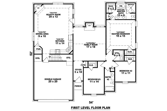 Floor Plan - Main Floor for European House Plan #81-1498 - 3 bed, 2 bath