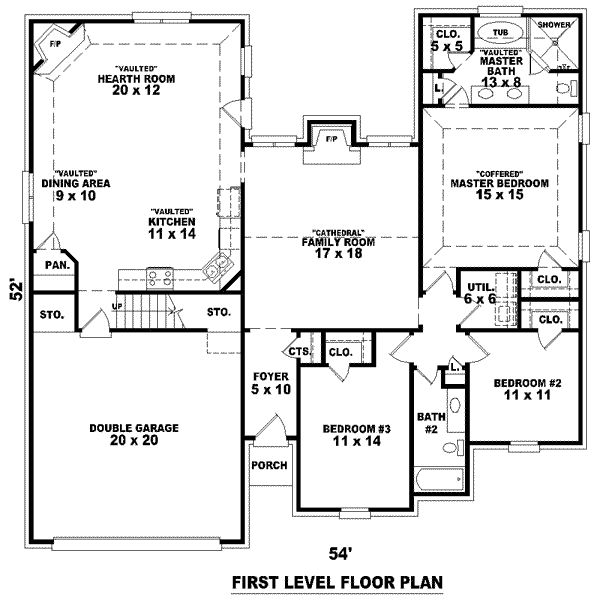 European Style House Plan - 3 Beds 2 Baths 1940 Sq/Ft Plan #81-1498 ...