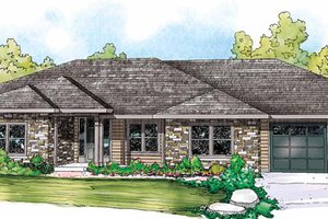 Ranch Exterior - Front Elevation Plan #124-856