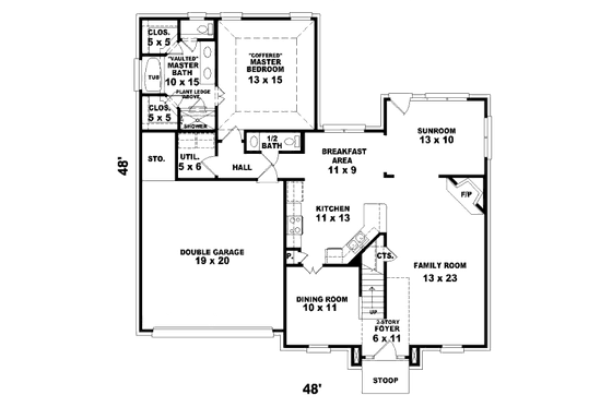 Floor Plan - Main Floor for European House Plan #81-13877 - 4 bed, 2.5 bath