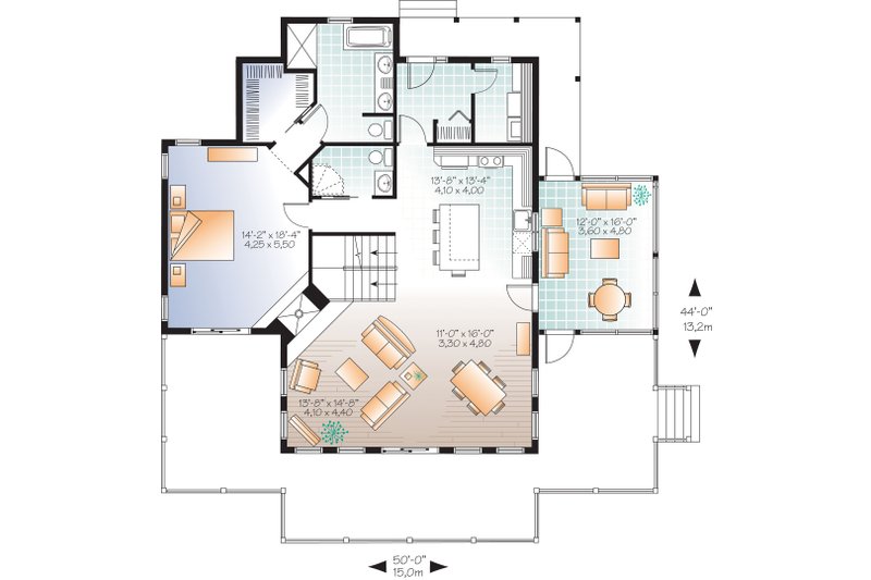 Home Plan - Floor Plan - Main Floor for Contemporary House Plan #23-2317 - 4 bed, 3 bath