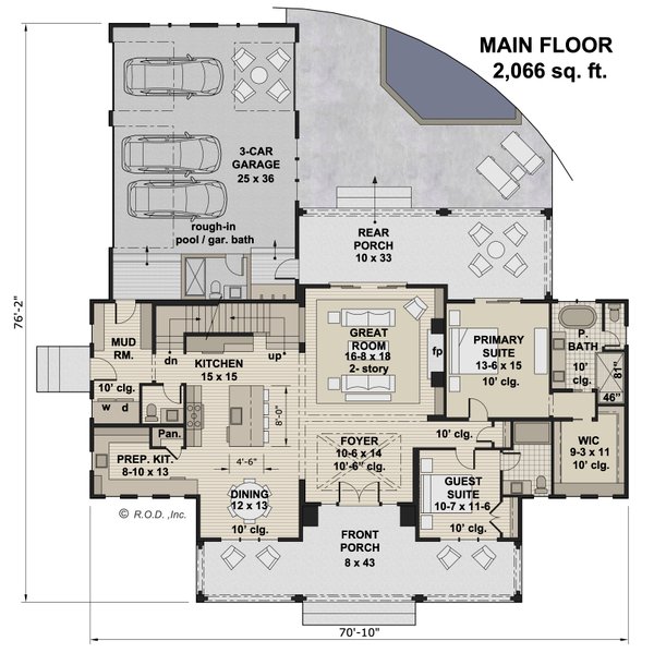 Home Plan - Farmhouse Floor Plan - Main Floor Plan #51-1254