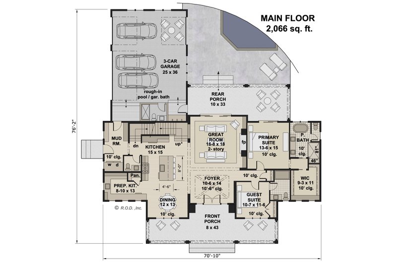 Home Plan - Floor Plan - Main Floor for Farmhouse House Plan #51-1254 - 5 bed, 4.5 bath