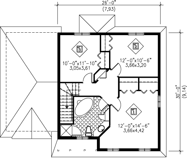 Country Floor Plan - Upper Floor Plan #25-2023