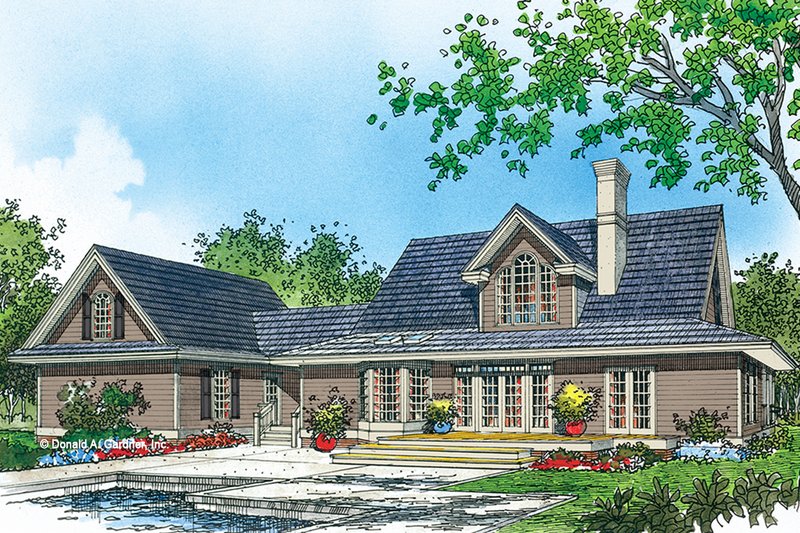 Architectural House Design - Exterior - Rear Elevation for Country House Plan #929-1062 - 3 bed, 2.5 bath