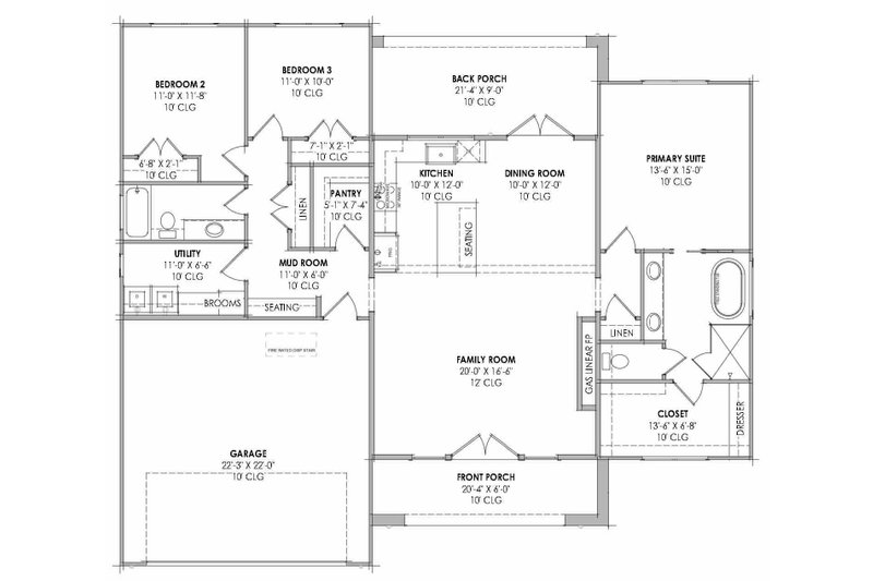 Home Plan - Floor Plan - Main Floor for Modern House Plan #1096-179 - 3 bed, 2 bath