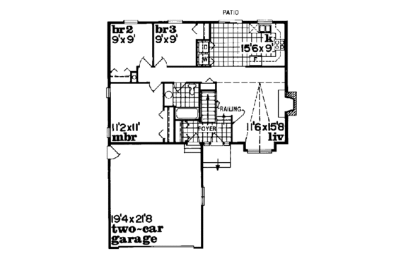 Floor Plan - Main Floor for Traditional House Plan #47-225 - 3 bed, 1 bath
