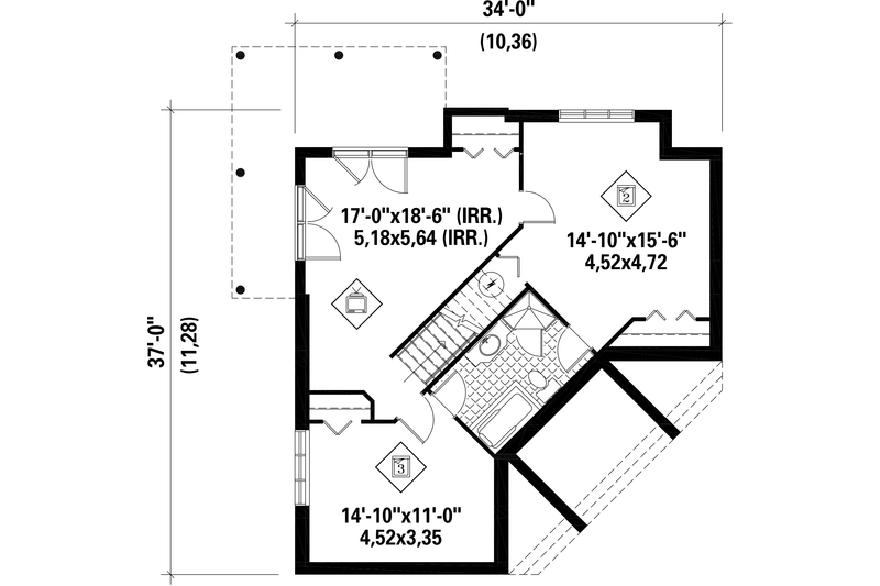 House Blueprint - Floor Plan - Lower Floor for Country House Plan #25-4743 - 3 bed, 3 bath