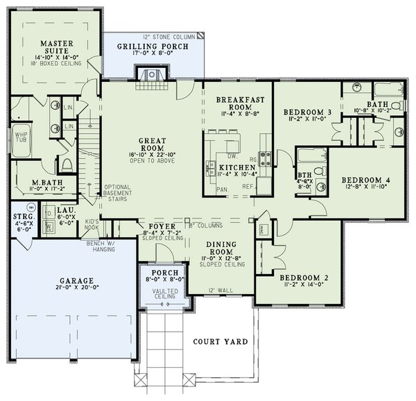 Dream House Plan - Mediterranean Floor Plan - Main Floor Plan #17-2927