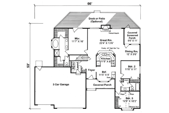 Floor Plan - Main Floor for Modern House Plan #312-878 - 3 bed, 2 bath