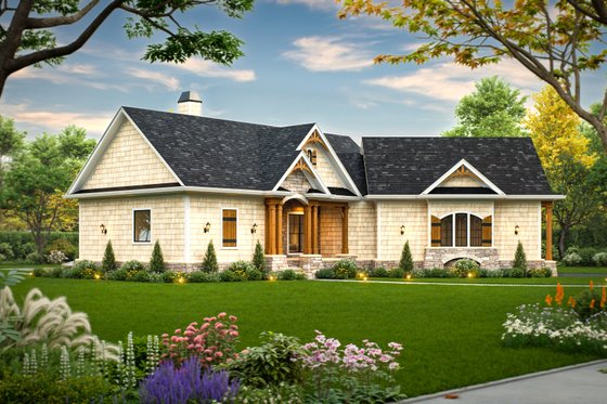 Exterior - Front Elevation 4 for Traditional House Plan #54-717 - 3 bed, 2 bath