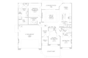 Floor Plan - Main Floor for Adobe / Southwestern House Plan #24-218 - 3 bed, 2 bath