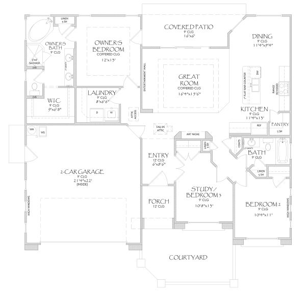 Adobe / Southwestern Floor Plan - Main Floor Plan #24-218