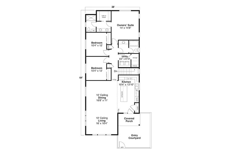 Architectural House Design - Floor Plan - Main Floor for Craftsman House Plan #124-1387 - 3 bed, 2 bath
