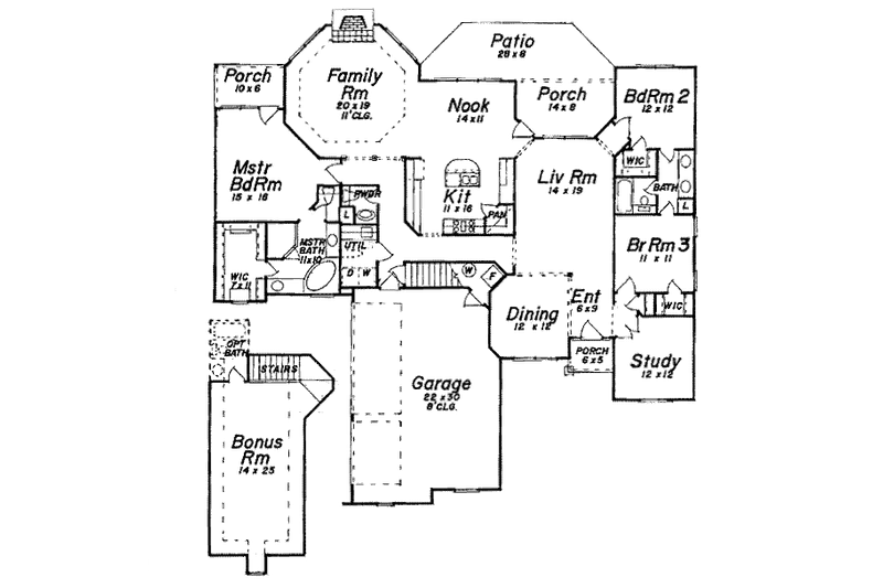 Architectural House Design - Floor Plan - Main Floor for European House Plan #52-121 - 3 bed, 2.5 bath