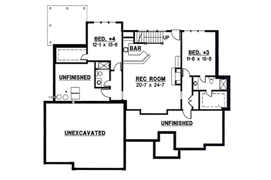 Floor Plan - Lower Floor for Traditional House Plan #67-835 - 4 bed, 4 bath